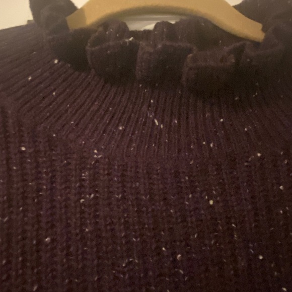 LOFT COZY PURPLE FLECKED RUFFLE COLLAR SWEATER - Picture 3 of 3